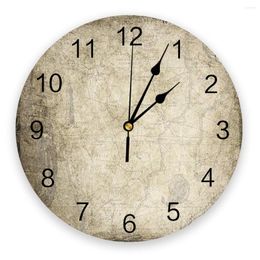 Wall Clocks Retro Map Ancient Clock Round Style Fashion Modern Design Home Living Room Bedroom Decoration