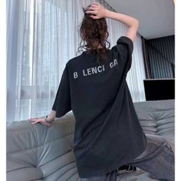 Womens Designer t shirt Shirt High Version 2023 Back Hot Diamond Worn Old Sleeve T-shirt