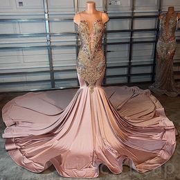 2023 April Aso Ebi Luxurious Mermaid Prom Dress Beaded Crystals Lace Evening Formal Party Second Reception Birthday Engagement Gowns Dresses Robe De Soiree ZJ371