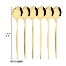 Flatware Sets Gold 6/12/24Pcs Cutlery Set Dinner Spoon Stainless Steel Dinnerware Western Wedding El Supplies Tableware