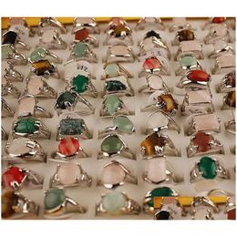 Solitaire Ring Wholesale 25 Pieces/Lot Luxury Natural Stone Colorf Fashion Jewelry For Women Men Rings Party Gift Mi Dhgarden Dhbes