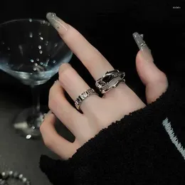 Cluster Rings Korean Fashion For Women Resizable Jewelry Accessories Punk Trend Creative Aesthetics Vintage Wedding Engagement Gifts