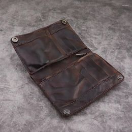 Wallets Layer Vegetable Tanned Leather Wallet Retro Style Multi Card Male Multi-functional Bag