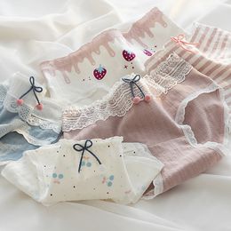 Women's Panties 5 pieces/cotton underwear Women's underwear Sexy lace underwear Women's mid waist comfortable underwear Women's printed underwear 230410