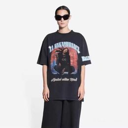 Designer new women t shirt High Edition Family Co branded aya Singer Band Burst Print Heavy Duty Washed Old Sleeve T-Shirt