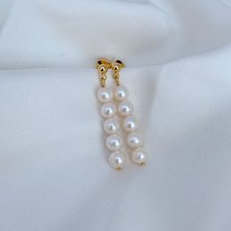 Stud Real 18K Rose Gold Plated Natural freshwater pearls Earrings Jewelries Letter wedding gift factory wholesale With Free dust bag