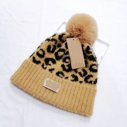 Designer Popular warmth hat Winter Knitted Beanie Woolen Hat Women Chunky Knit Thick Warm faux fur pom Beanies Hats Female Bonnet Caps hat hats for women with men