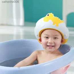 Shower Caps Waterproof Soft Shower Cap Children Plastic Solid Color Wash Hair Shield Hat Shower Head Cover Baby Shampoo Cap Little DinosaurL231110