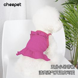Dog Apparel Small Solid Princess Dress Summer Thin Breathable Clothes 5/4 Strap Teddy Pet Skirt