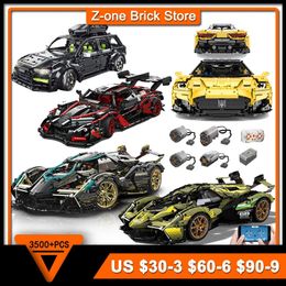 Electric/RC Car Technical APP Remote Control Car Building Blocks Moter Power V12 MY88001 Bricks T5023 Super Sports RS6 Constructor Set Toys Kids 231109