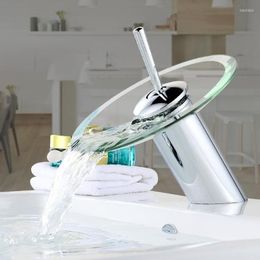 Bathroom Sink Faucets Waterfall Basin Faucet Glass Deck Mounted Mixer Tap Single Lever And Cold