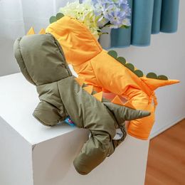 Dog Apparel Dog Coat With Hood Dinosaur Dog Costume Dog Jumpsuit Costume Winter Dog Clothes Dropship 231110