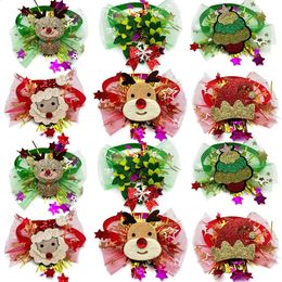 Dog Apparel 50/100pcs Christmas Pet Bowtie Small Dog Neckties Cat Puppy Christmas Party Decorations Bowties Adjustable Dog Collar Grooming 231109