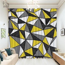 Curtain Yellow And Gray Lattice Geometric Window Available European Curtains Girl Room Modern Living Micro Shading