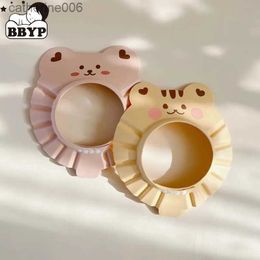 Shower Caps Foam Cartoon Bear Baby Shower Soft Cap Adjustable Hair Wash Hat for Kids Ear Children Shampoo Bathing Shower Protect Head CoverL231110