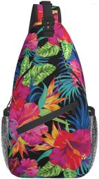 Backpack Tropical Flower Sling Bag Crossbody Travel Hiking Chest Shoulder Daypack For Women Men One Size