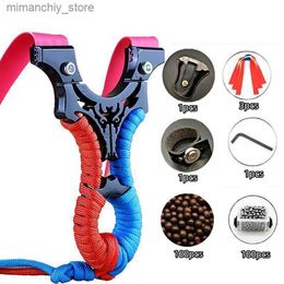 Hunting Slingshots High Precision Catapult Outdoor Sports Alloy Slingshot with Rubber Band Hunting Tools Easy to Carry Shooting Q231110
