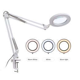 Magnifying Glasses Magnifying Glass with Light and Stand LED Desk Lamp 8X Magnification 10 Levels Adjustable Brightness Dimmable Lamp USB Powered 230410