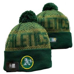 Men's Caps Athletics Beanies Oakland Hats All 32 Teams Knitted Cuffed Pom Striped Sideline Wool Warm USA College Sport Knit Hat Hockey Beanie Cap for Women's A3
