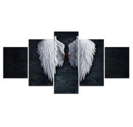 Modern Canvas Living Room Pictures Painting Wall Artwork 5 Panel Feather angel wings HD Printed Modular Poster Home Decor6633516