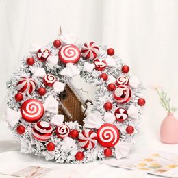 Decorative Flowers Wreaths Christmas Decorations 40CM Simulation Candy Wreath Door Hanging Props Tree Accessories Snowflake 231109