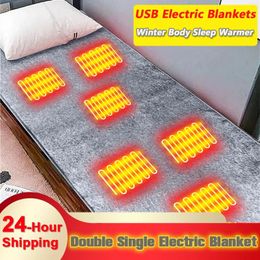 Electric Blanket USB Blankets Mattress Thermostat Heating Insulation Heated Sleep Bag Mat Winter Body Warmer Outdoor Camping Supplies 5V 231109