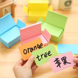 90pcs/box Candy Colours Graffiti Card Diy Blank Pocket Message Cards English Words Study Memo Note School Stationery