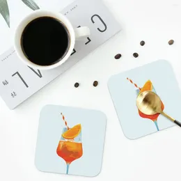 Table Mats Aperol Spritz1 Coasters PVC Leather Placemats Non-slip Insulation Coffee For Decor Home Kitchen Dining Pads Irregular Shape