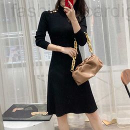 Basic & Casual Dresses designer M New Early Autumn Shopping Mall Same French Dress Temperament High end Women's Long Sleeve Knitted Small Black Children