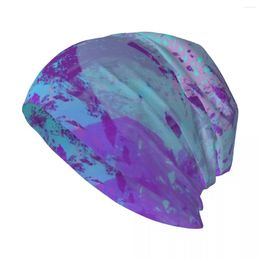 Berets Splattered Paints Light Blue Purples FashionWear Design Knit Hat Vintage Hard Mountaineering Custom Hats Mens Tennis Women's