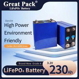 32PCS 3.2V 230AH Brand New Grade A LiFePO4 Battery Cell 100% Full Capacity Rechargeable Deep Cycle Lithium Ion with Busbars