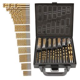 Freeshipping 99Pcs/lot Titanium Coated HSS Twist Drill Bits Set and Case Plastic Wood Metal Kit Top Quality Vjkwf