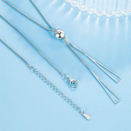 Chains 925 Sterling Silver Necklace Women's Triangle Geometric Draw Fringe Charm Wedding Party Gift Jewellery
