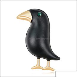 Pins Brooches Pins Jewellery Crow Brooch Black Paint Bird Enamel For Men Women Suits Dress Hat Collar Animal Gifts Drop Delivery 2021 Dh7Kd