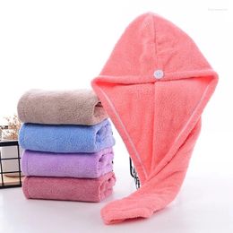 Towel Double Layer Dry Hair Absorbent Women Adult Quick-Drying Thicker Long Curly Cap Head Coral Velvet