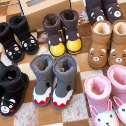 Australia Classic Warm cowhide Boots Mini Snow Boot Ankle Women Kids Booties boys girls Slippers Warm suede Boots