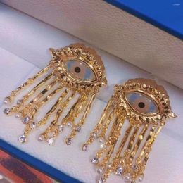 Stud Earrings Retro Light Luxe Devil's Eye Fringe Pearl