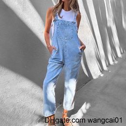 Women's Jumpsuits Rompers Spring 2023 New Women's Fashion Clothing Y2K Vintage Trousers Streetwear Jeans Casual Halter Cargo Pant Workwear Denim Overalls 410&3