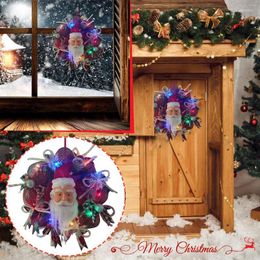 Decorative Flowers 2023 Navidad Christmas Dwarf Wizardes Door Hanging Faceless Doll Decoration Wreath DIY Flower