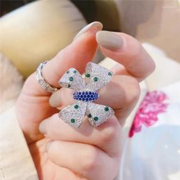 Cluster Rings Charm Butterfly Zircon Ring White Gold Filled Engagement Wedding Band For Women Bridal Promise Jewellery Gift