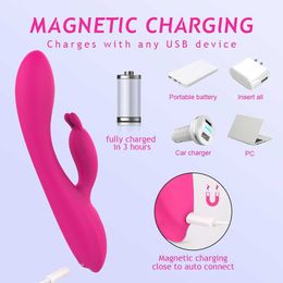 Adult products Clit Dual Motor Rabbit Dildo Soft Silicone 360 Bendable Vaginal g Spot Vibrator 10 Speed Nipple Massager Adult Sex Toys Product 230316