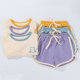 Clothing Sets Summer Toddler Girls' Track and Field Suit 2 Pieces Casual Baby Clothing Short Sleeve T-shirt Children's Clothing Boys and Girls' Clothing 230410
