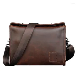 Briefcases Men's Business Office Briefcase Box Waterproof PU Leather Messenger Bag Women Vintage Solid Shoulder Man File Crossbody Bags