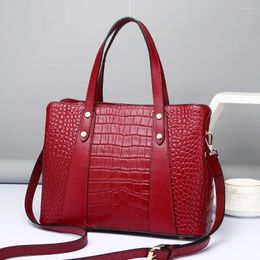 Evening Bags Large Capacity Ladies Shoulder Bag Luxury Crocodile Pattern Genuine Leather Handbag Women Real Cowhide Messenger