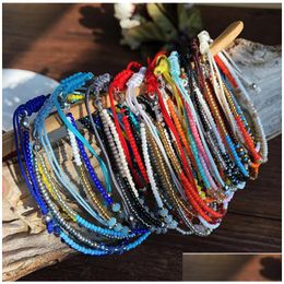 Beaded Bohemian Handwoven Strands Bracelet For Women Handmade Crystal Bracelets Gemstone Bangle Jewelry Party Gift Mixed Styl Dhgarden Dhjv6