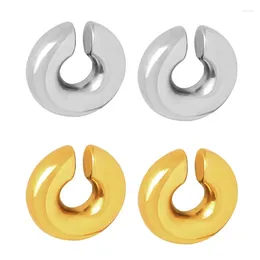 Backs Earrings Trendy Jewellery Hollow Circle Ear Cuff Stainless Steel Non Pierced Earring Clip