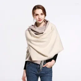 Scarves 2023 Winter Tassel Shawl Women's Pure Wool Warm Scarf. European And American Classic Colour Matching Plaid Scarf