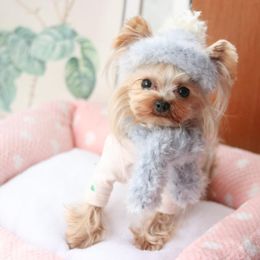 Dog Apparel Sold By Set !Handmade Knitted Kawaii Pets Store Warm Lovely Hats Cap Scarf For Small Cats Maltese Yorkie Winter