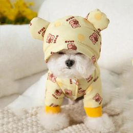 Dog Apparel Winter Warm Traction Hooded Clothes Down Jacket Schnauzer Cartoon Cotton Coat Pet Thickened Clothing
