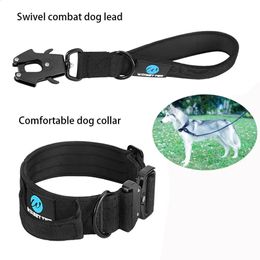 Dog Collars Leashes Tactical Dog Collar Military Adjustable Durable Training Nylon Shepard Metal Buckle Pet Leash Large Dog Leash Set Dog Accessorie 231110